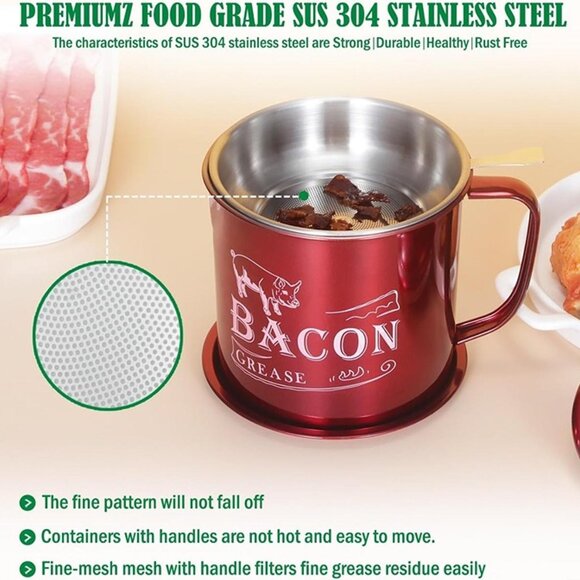 New Stainless Steel Cooking Oil Keeper with Lid and Easy-Grip Handle - Picture 8 of 9